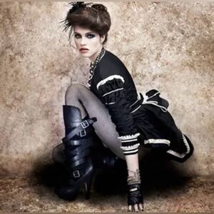 Bebe steampunk neo Victorian belted bustle jacket